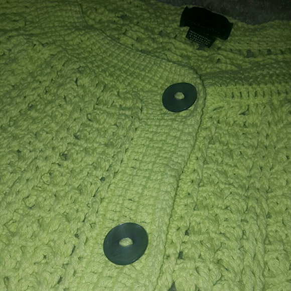 Hand Knit Sweater Lime Cardigan Sweater s/m - Picture 5 of 5